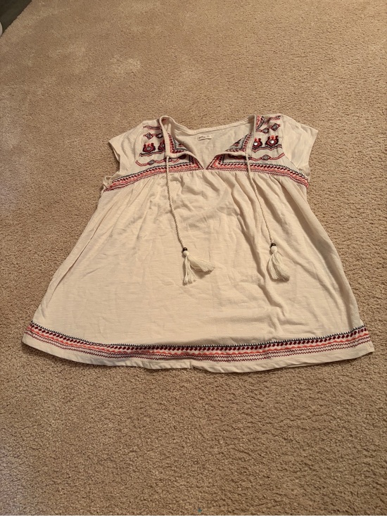 Hollister Other - Hollister Cream Boho Tunic Shirt with Red Embroidery